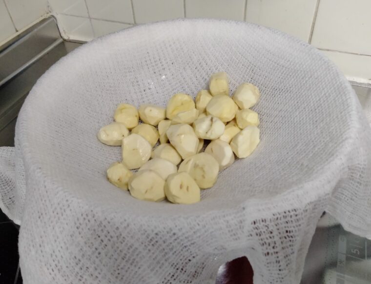 栗を蒸す